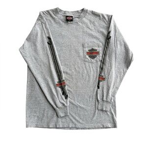 VTG Y2K Harley Chrome Tail Pipes Long Sleeve Santa Fe LARGE